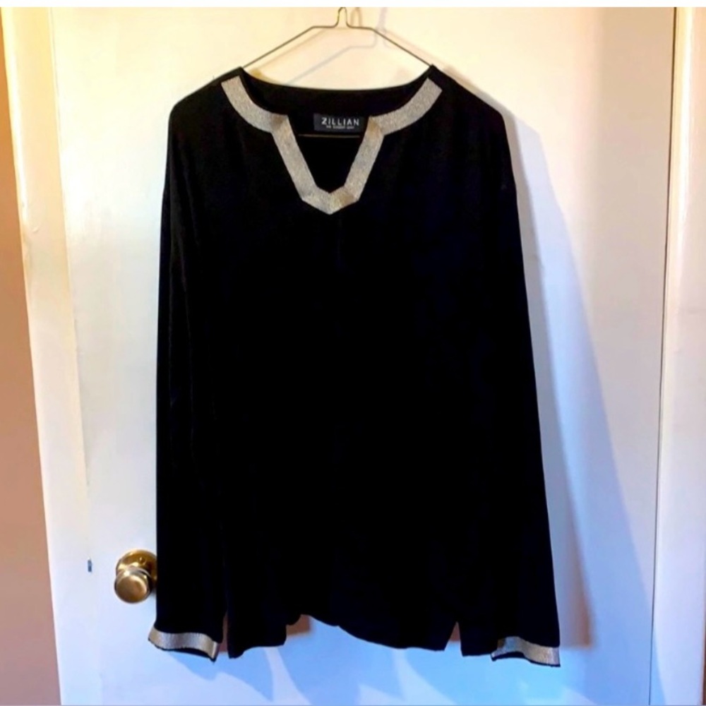 Zilian Black Top with Silver Trim